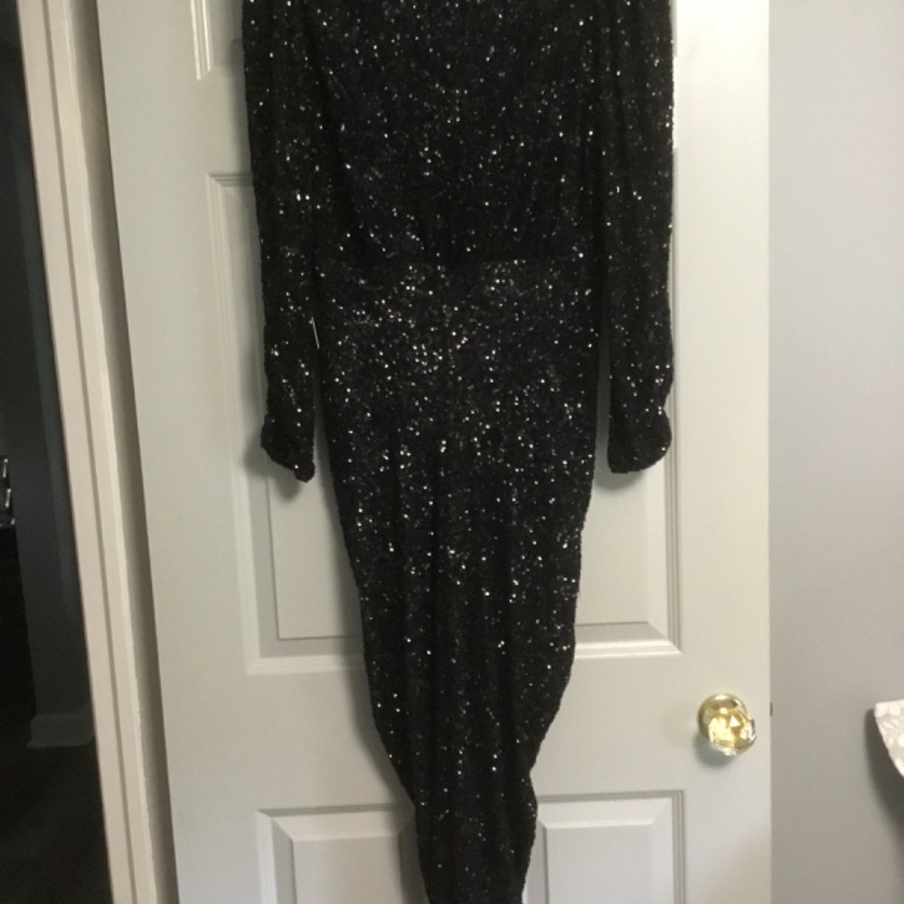 Express Ruched Black Sequin Maxi Gown NWT great Maternity - Picture 14 of 15